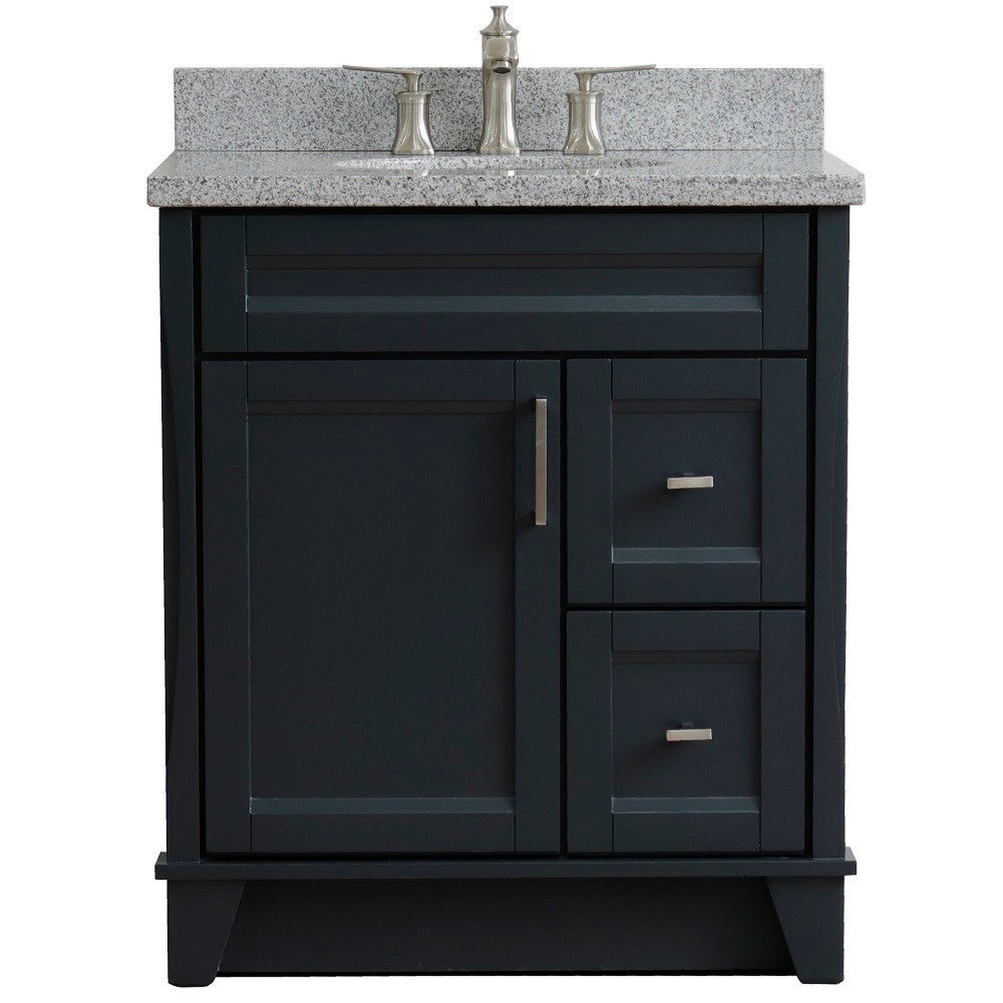 Bellaterra Home Terni 31" 1-Door 2-Drawer Dark Gray Freestanding Vanity Set With Ceramic Undermount Oval Sink and Gray Granite Top