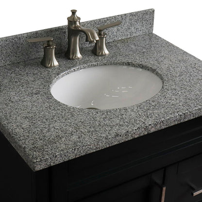 Bellaterra Home Terni 31" 1-Door 2-Drawer Dark Gray Freestanding Vanity Set With Ceramic Undermount Oval Sink and Gray Granite Top