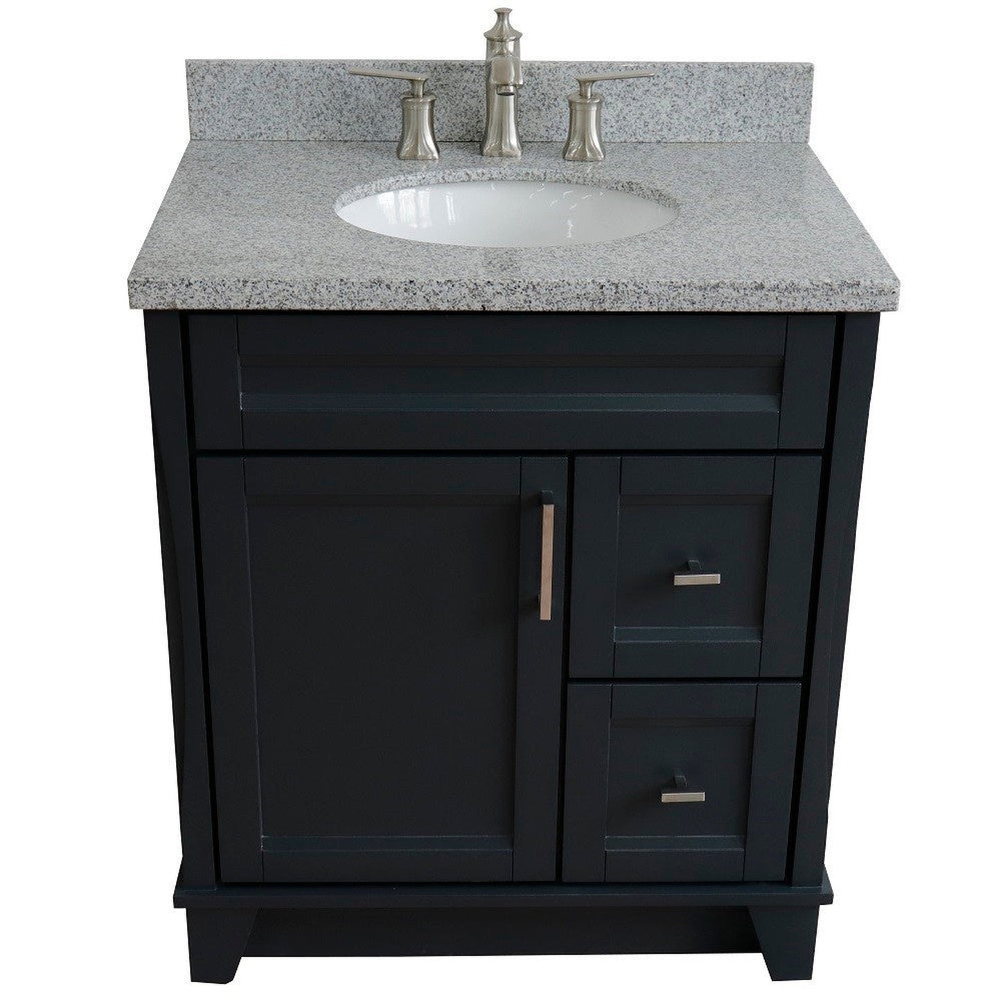 Bellaterra Home Terni 31" 1-Door 2-Drawer Dark Gray Freestanding Vanity Set With Ceramic Undermount Oval Sink and Gray Granite Top