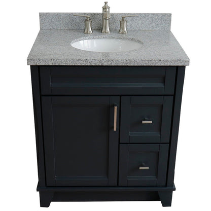 Bellaterra Home Terni 31" 1-Door 2-Drawer Dark Gray Freestanding Vanity Set With Ceramic Undermount Oval Sink and Gray Granite Top