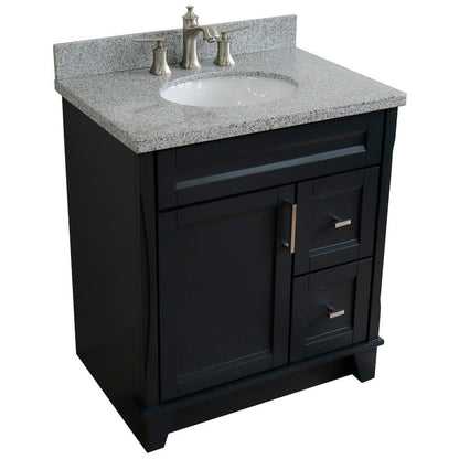 Bellaterra Home Terni 31" 1-Door 2-Drawer Dark Gray Freestanding Vanity Set With Ceramic Undermount Oval Sink and Gray Granite Top