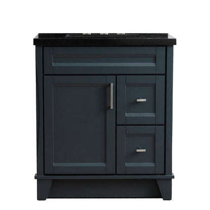 Bellaterra Home Terni 31" 1-Door 2-Drawer Dark Gray Freestanding Vanity Set With Ceramic Undermount Rectangular Sink and Black Galaxy Granite Top