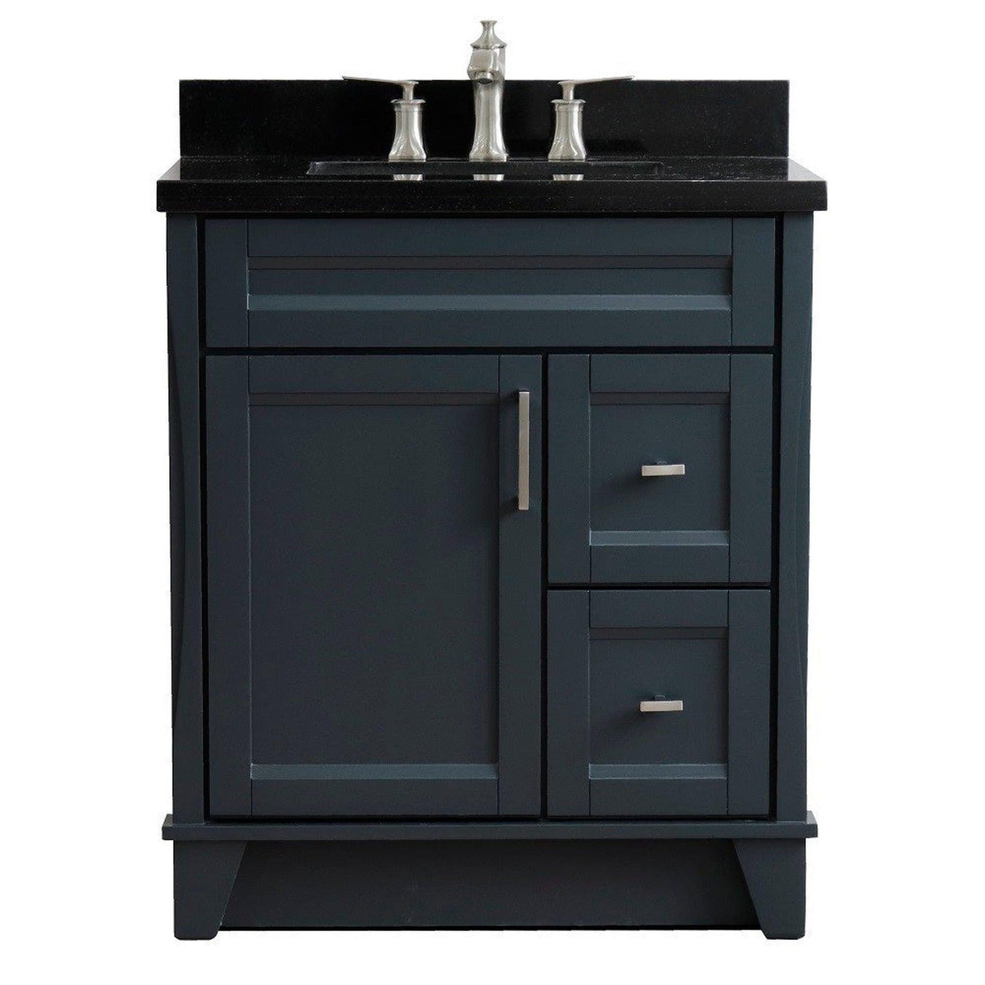 Bellaterra Home Terni 31" 1-Door 2-Drawer Dark Gray Freestanding Vanity Set With Ceramic Undermount Rectangular Sink and Black Galaxy Granite Top