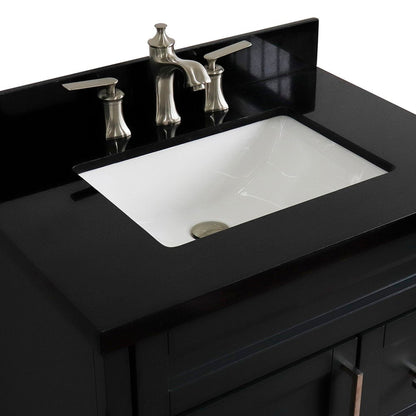 Bellaterra Home Terni 31" 1-Door 2-Drawer Dark Gray Freestanding Vanity Set With Ceramic Undermount Rectangular Sink and Black Galaxy Granite Top