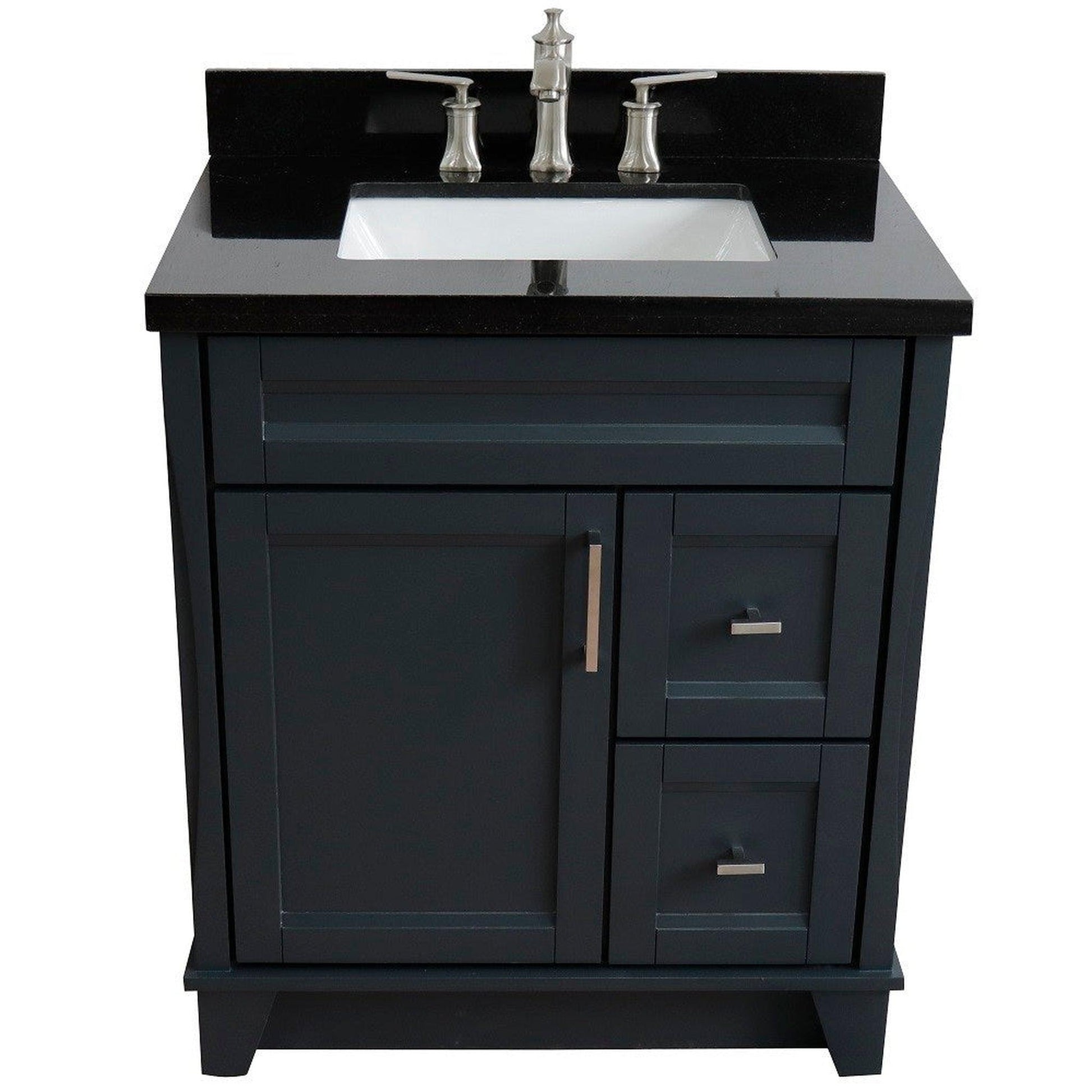 Bellaterra Home Terni 31" 1-Door 2-Drawer Dark Gray Freestanding Vanity Set With Ceramic Undermount Rectangular Sink and Black Galaxy Granite Top