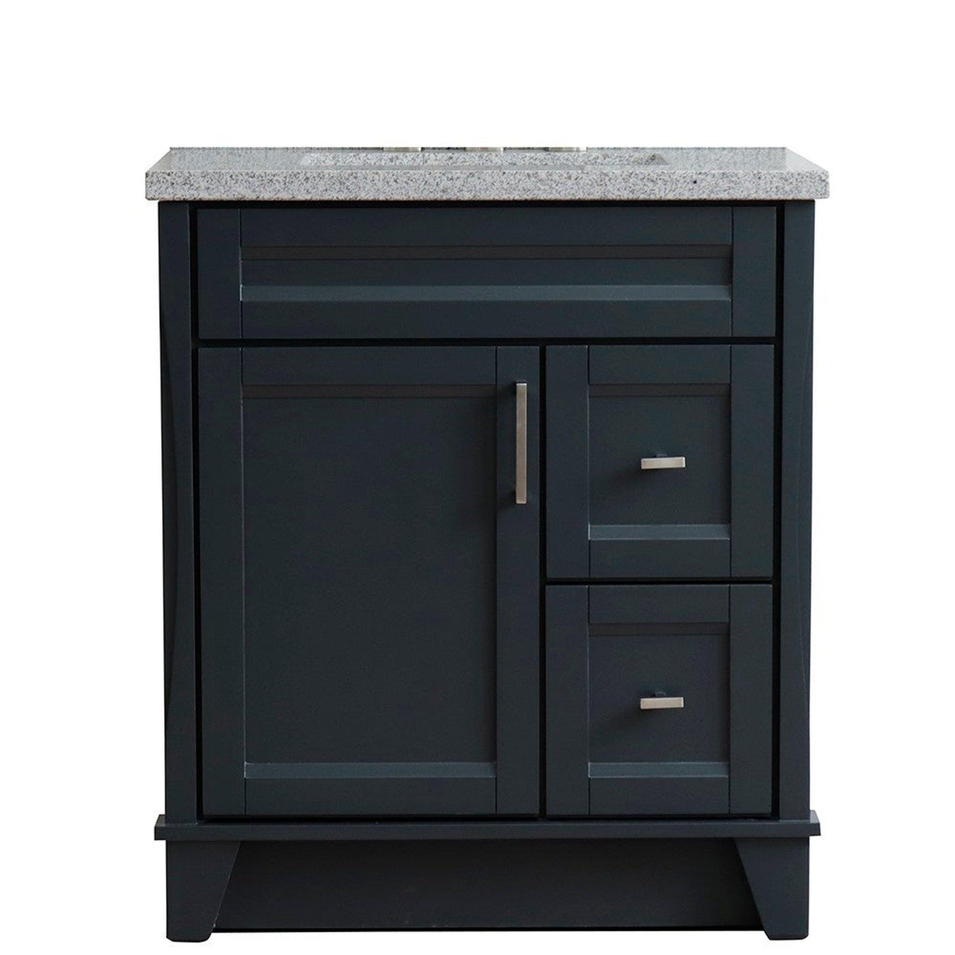 Bellaterra Home Terni 31" 1-Door 2-Drawer Dark Gray Freestanding Vanity Set With Ceramic Undermount Rectangular Sink and Gray Granite Top