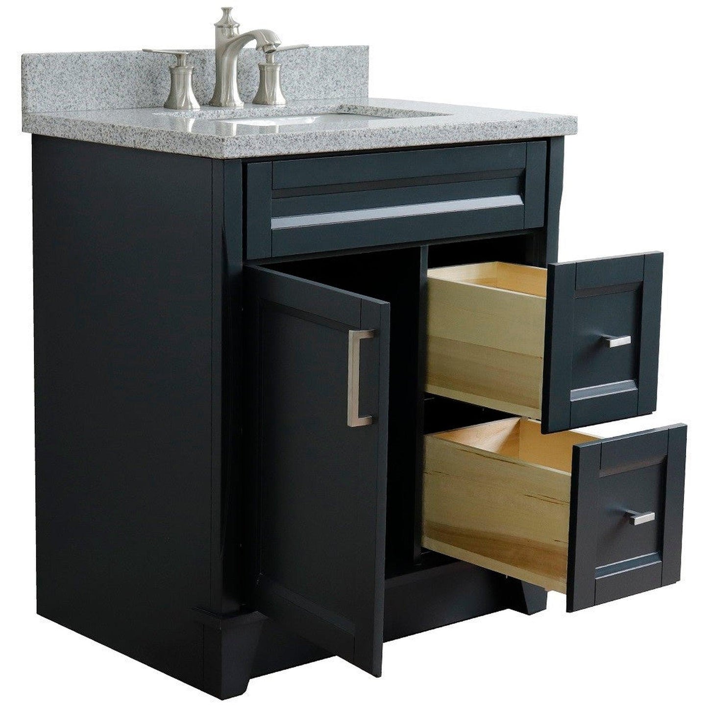 Bellaterra Home Terni 31" 1-Door 2-Drawer Dark Gray Freestanding Vanity Set With Ceramic Undermount Rectangular Sink and Gray Granite Top