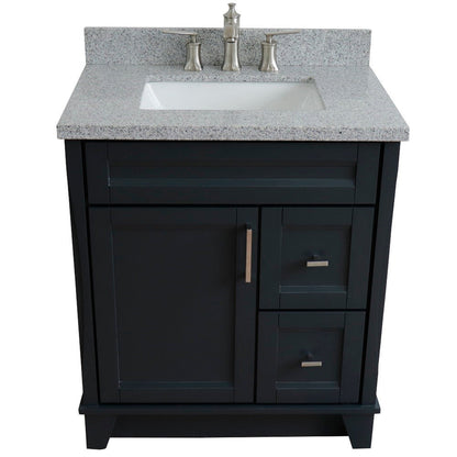 Bellaterra Home Terni 31" 1-Door 2-Drawer Dark Gray Freestanding Vanity Set With Ceramic Undermount Rectangular Sink and Gray Granite Top