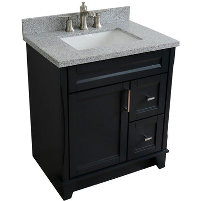 Bellaterra Home Terni 31" 1-Door 2-Drawer Dark Gray Freestanding Vanity Set With Ceramic Undermount Rectangular Sink and Gray Granite Top