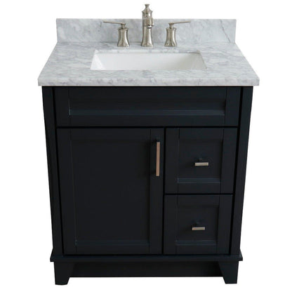 Bellaterra Home Terni 31" 1-Door 2-Drawer Dark Gray Freestanding Vanity Set With Ceramic Undermount Rectangular Sink and White Carrara Marble Top