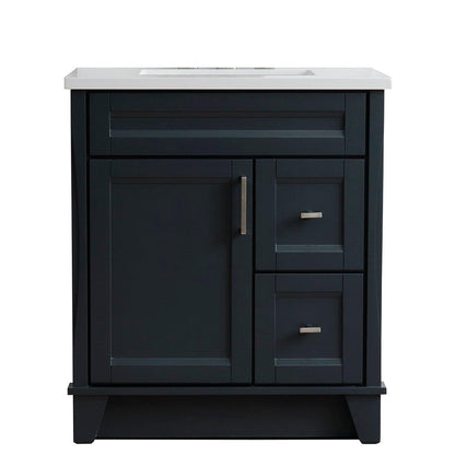 Bellaterra Home Terni 31" 1-Door 2-Drawer Dark Gray Freestanding Vanity Set With Ceramic Undermount Rectangular Sink and White Quartz Top