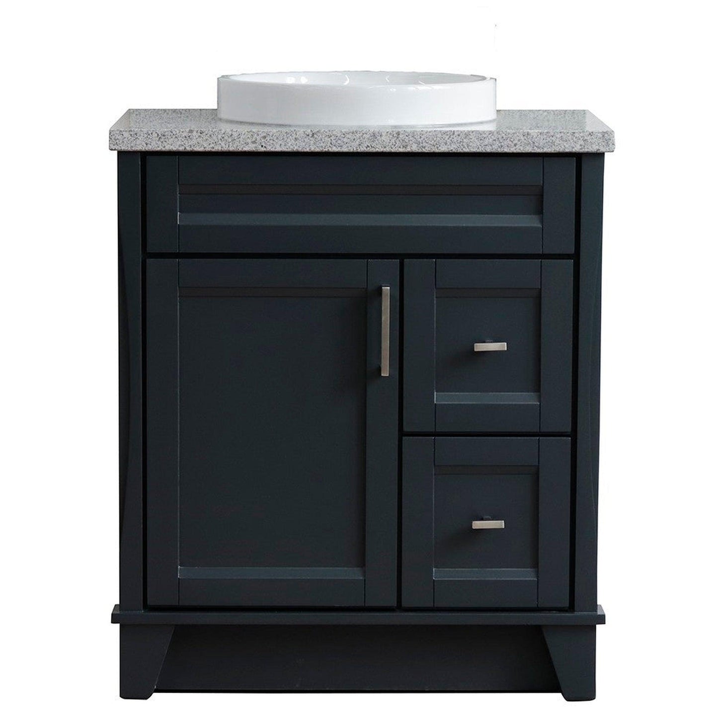 Bellaterra Home Terni 31" 1-Door 2-Drawer Dark Gray Freestanding Vanity Set With Ceramic Vessel Sink and Gray Granite Top