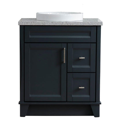 Bellaterra Home Terni 31" 1-Door 2-Drawer Dark Gray Freestanding Vanity Set With Ceramic Vessel Sink and Gray Granite Top