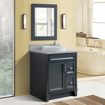 Bellaterra Home Terni 31" 1-Door 2-Drawer Dark Gray Freestanding Vanity Set With Ceramic Vessel Sink and Gray Granite Top