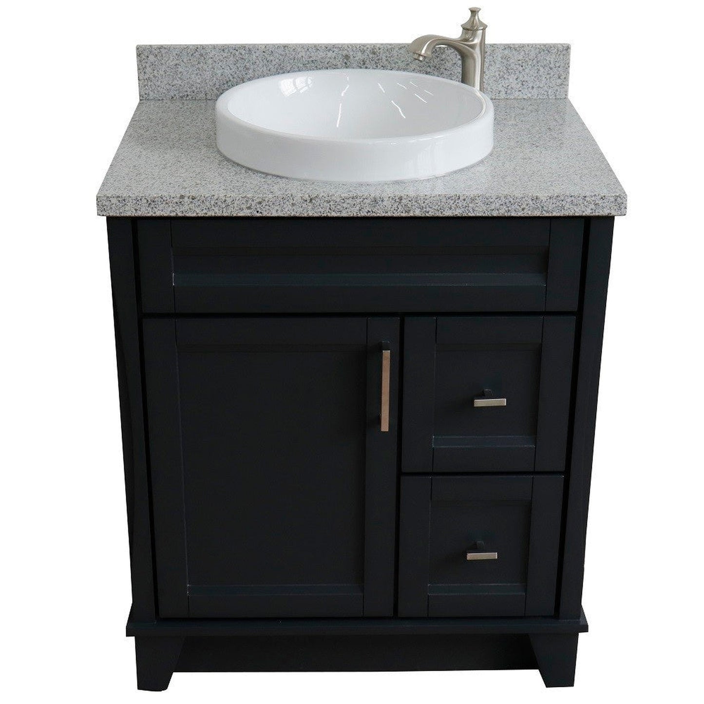 Bellaterra Home Terni 31" 1-Door 2-Drawer Dark Gray Freestanding Vanity Set With Ceramic Vessel Sink and Gray Granite Top
