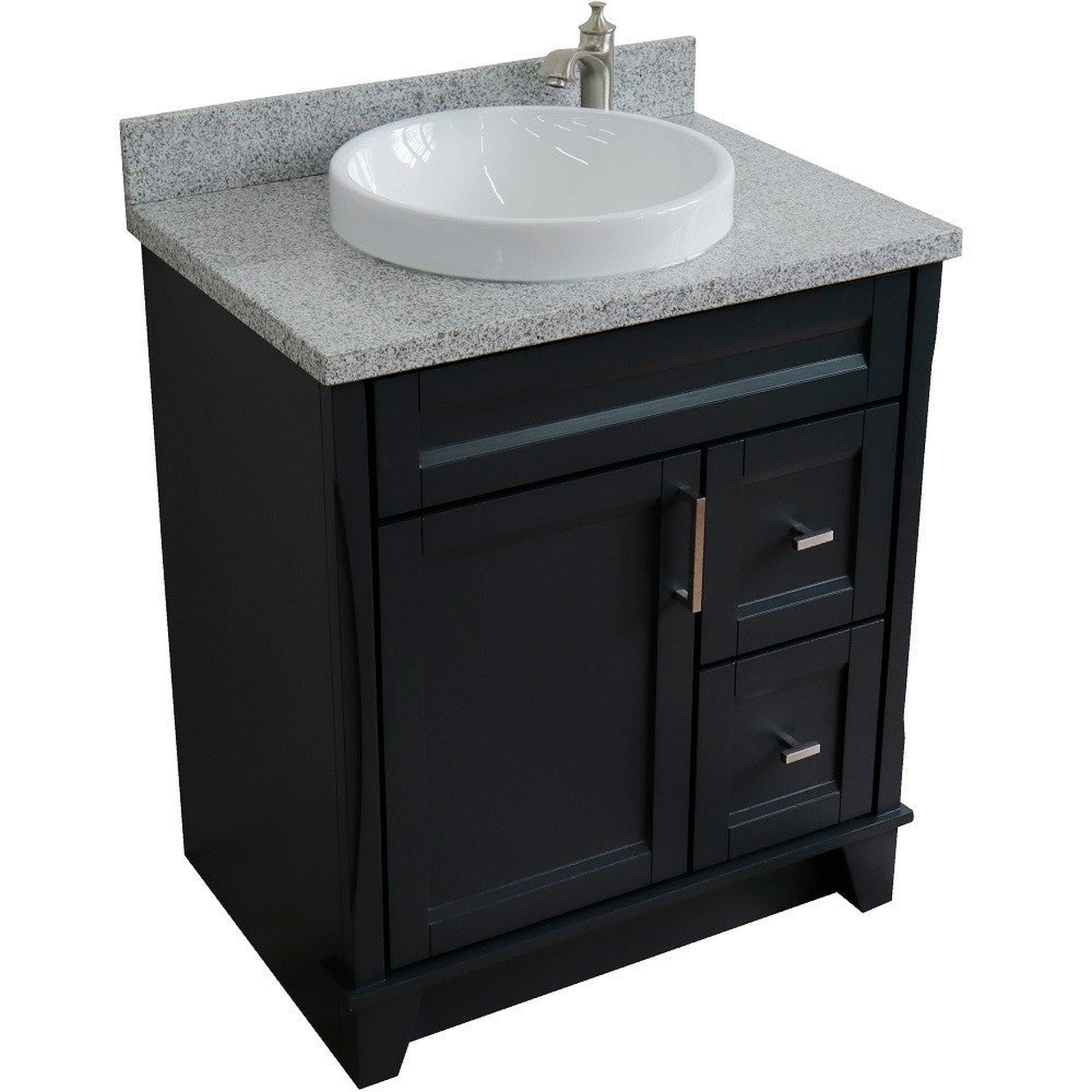 Bellaterra Home Terni 31" 1-Door 2-Drawer Dark Gray Freestanding Vanity Set With Ceramic Vessel Sink and Gray Granite Top