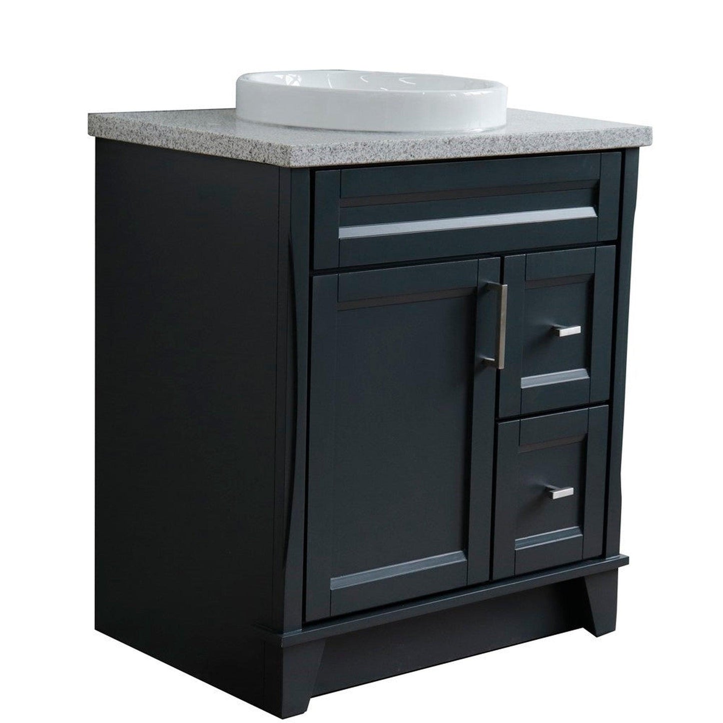 Bellaterra Home Terni 31" 1-Door 2-Drawer Dark Gray Freestanding Vanity Set With Ceramic Vessel Sink and Gray Granite Top