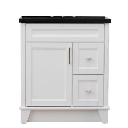 Bellaterra Home Terni 31" 1-Door 2-Drawer White Freestanding Vanity Set With Ceramic Undermount Oval Sink and Black Galaxy Granite Top