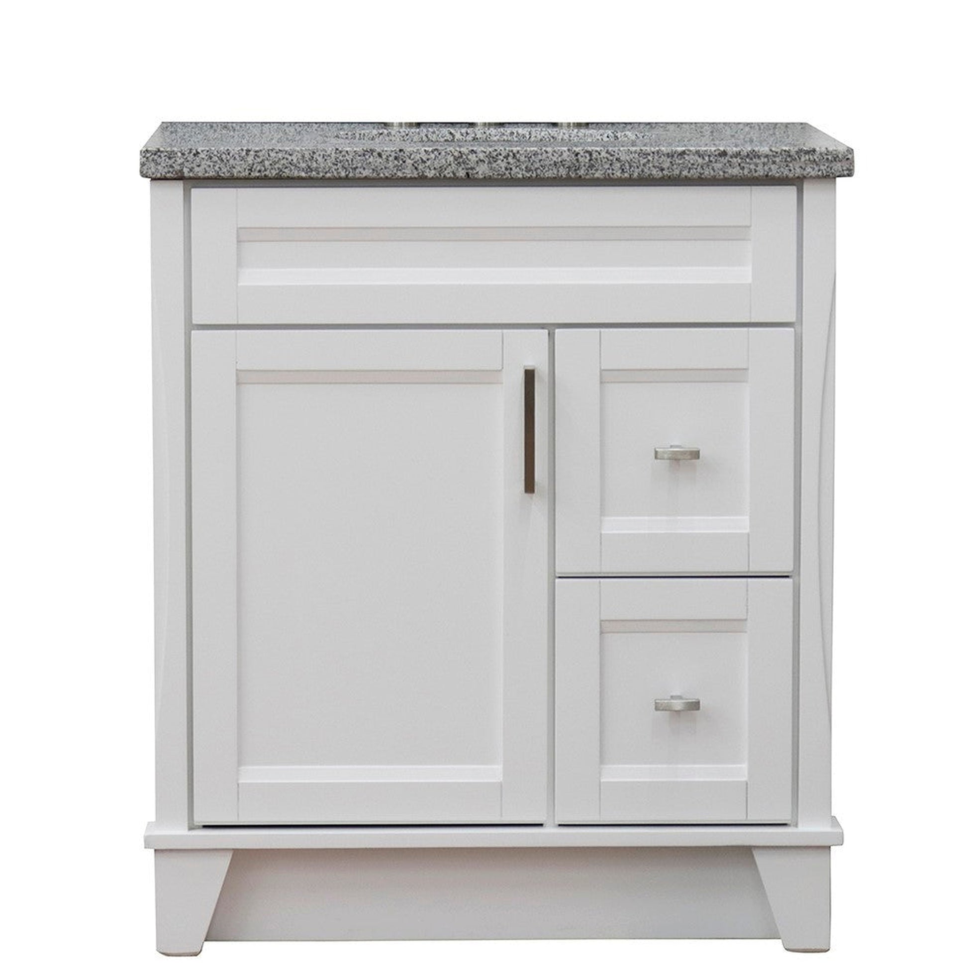 Bellaterra Home Terni 31" 1-Door 2-Drawer White Freestanding Vanity Set With Ceramic Undermount Oval Sink and Gray Granite Top