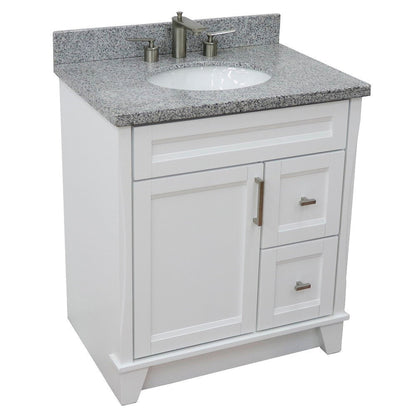 Bellaterra Home Terni 31" 1-Door 2-Drawer White Freestanding Vanity Set With Ceramic Undermount Oval Sink and Gray Granite Top