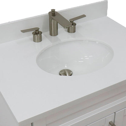 Bellaterra Home Terni 31" 1-Door 2-Drawer White Freestanding Vanity Set With Ceramic Undermount Oval Sink and White Quartz Top