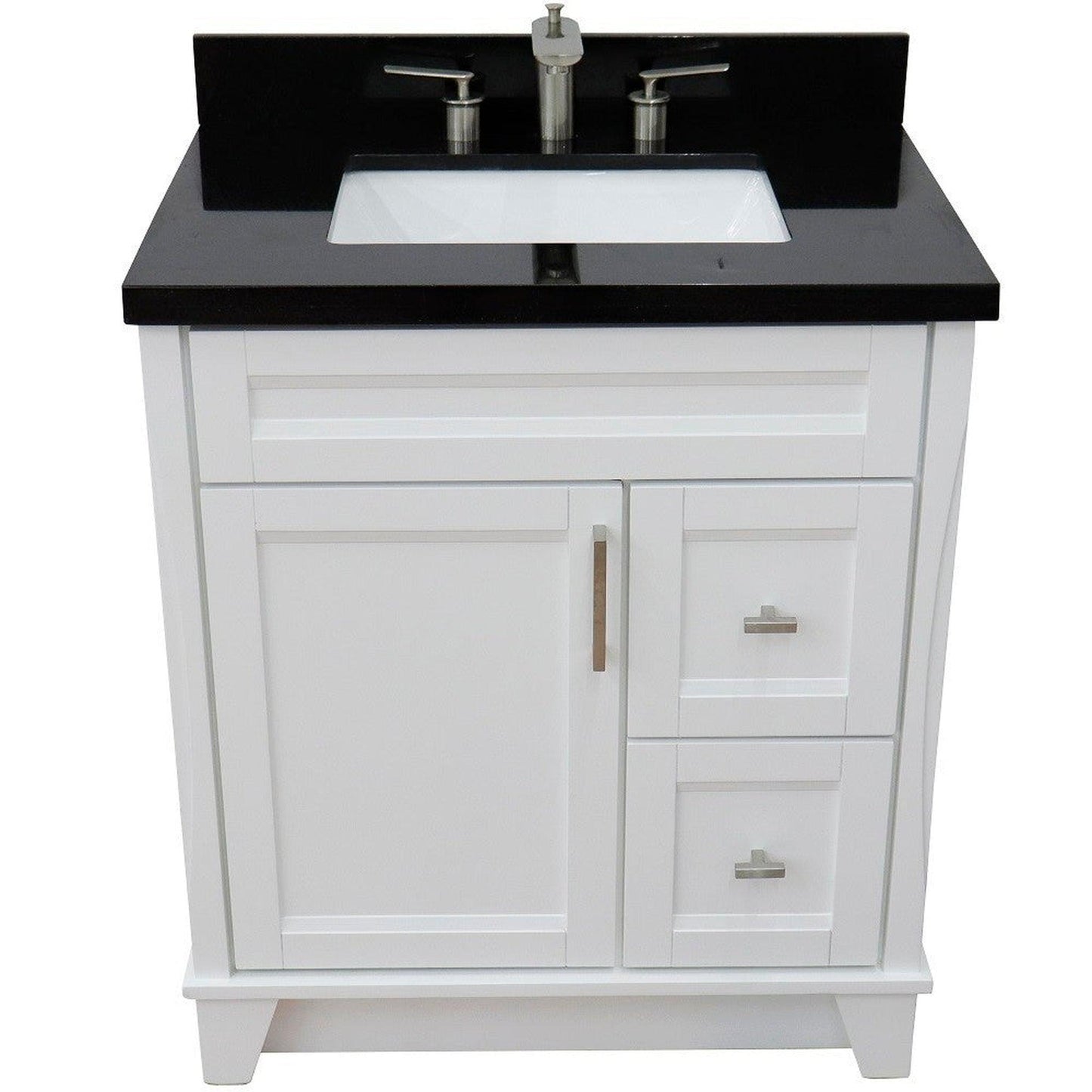 Bellaterra Home Terni 31" 1-Door 2-Drawer White Freestanding Vanity Set With Ceramic Undermount Rectangular Sink and Black Galaxy Granite Top