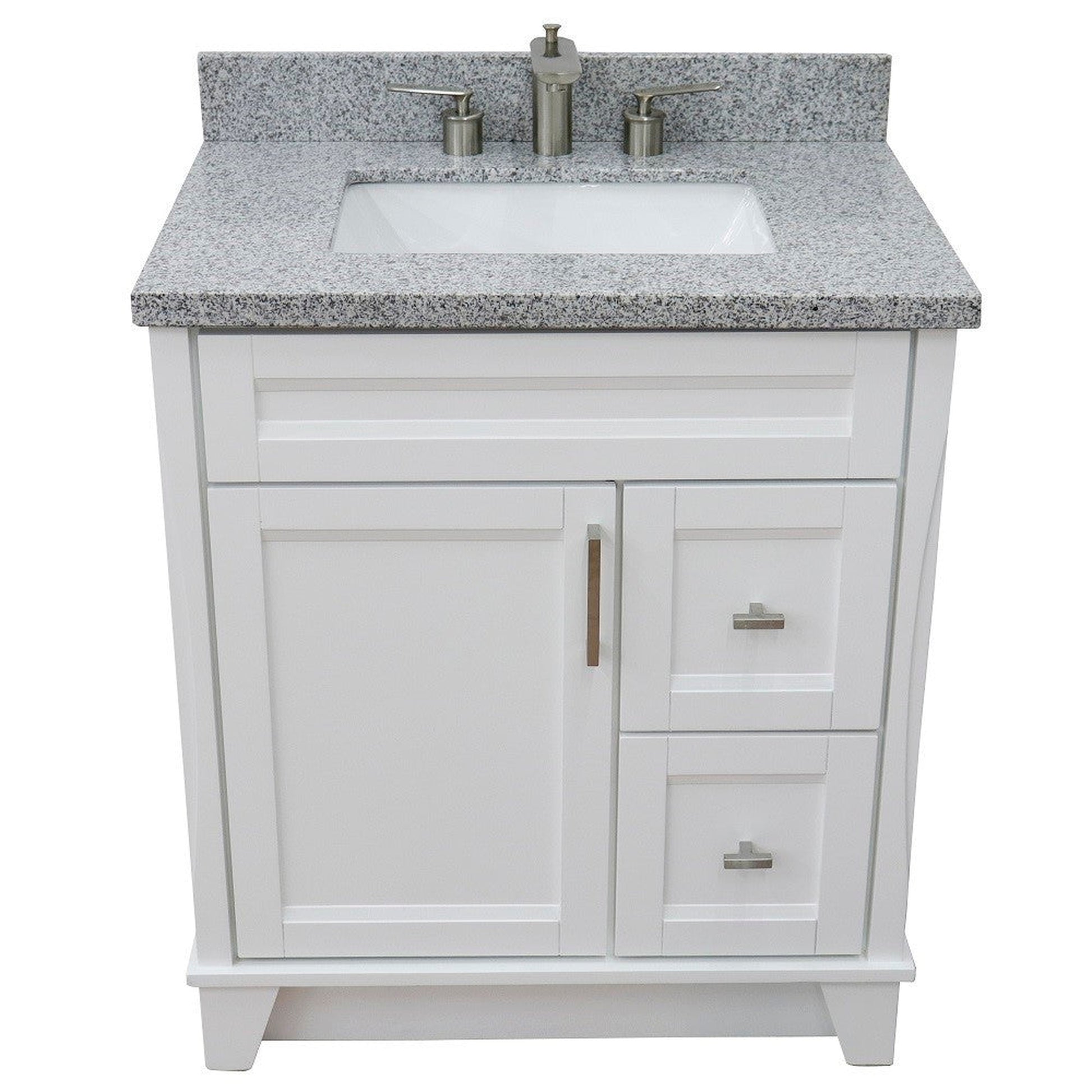 Bellaterra Home Terni 31" 1-Door 2-Drawer White Freestanding Vanity Set With Ceramic Undermount Rectangular Sink and Gray Granite Top