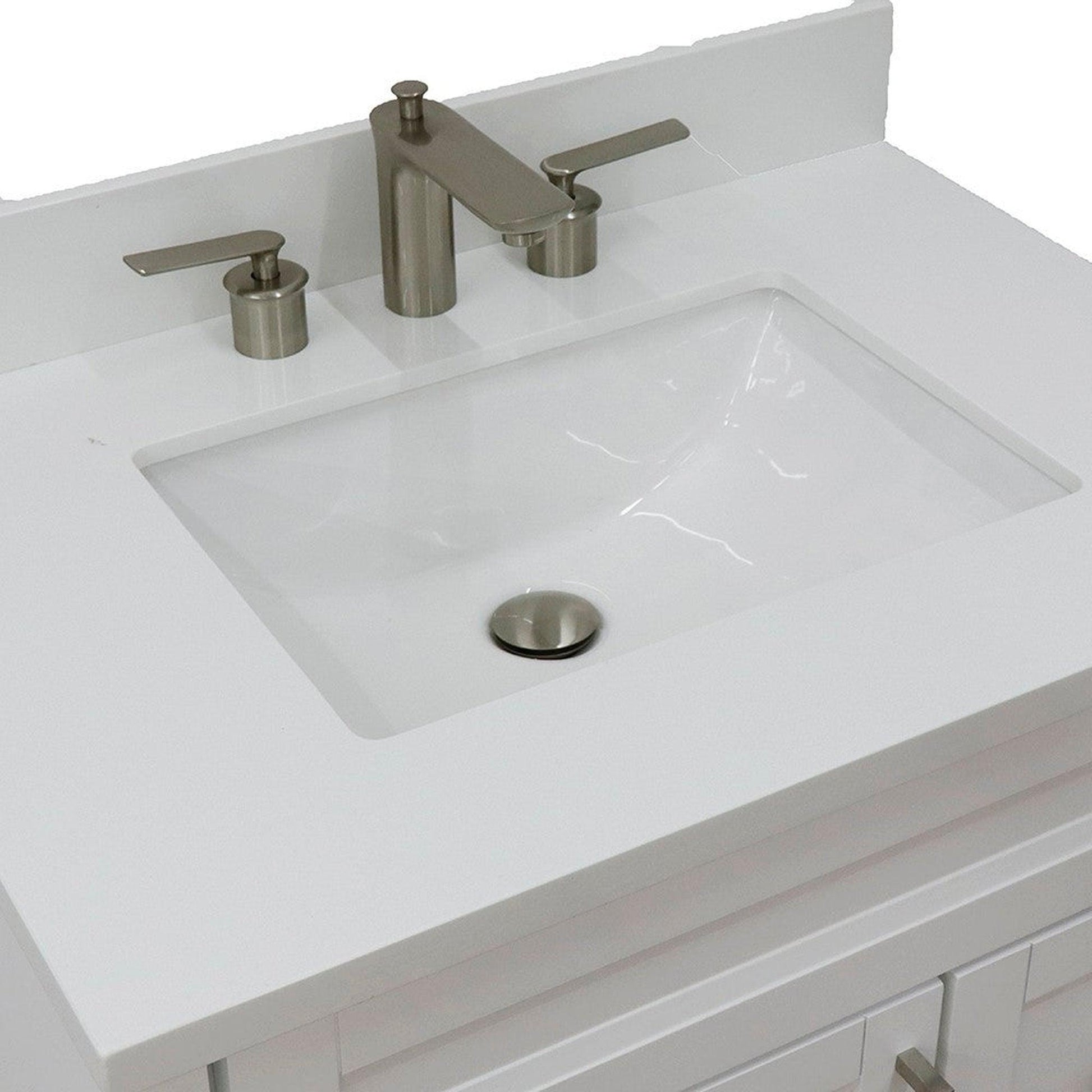 Bellaterra Home Terni 31" 1-Door 2-Drawer White Freestanding Vanity Set With Ceramic Undermount Rectangular Sink and White Quartz Top