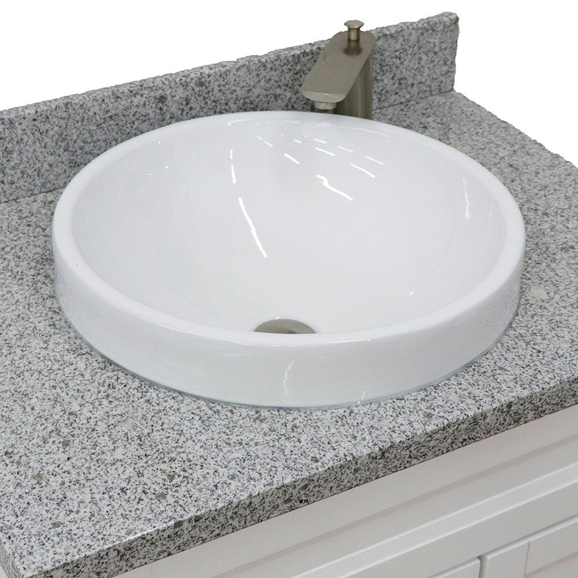 Bellaterra Home Terni 31" 1-Door 2-Drawer White Freestanding Vanity Set With Ceramic Vessel Sink and Gray Granite Top