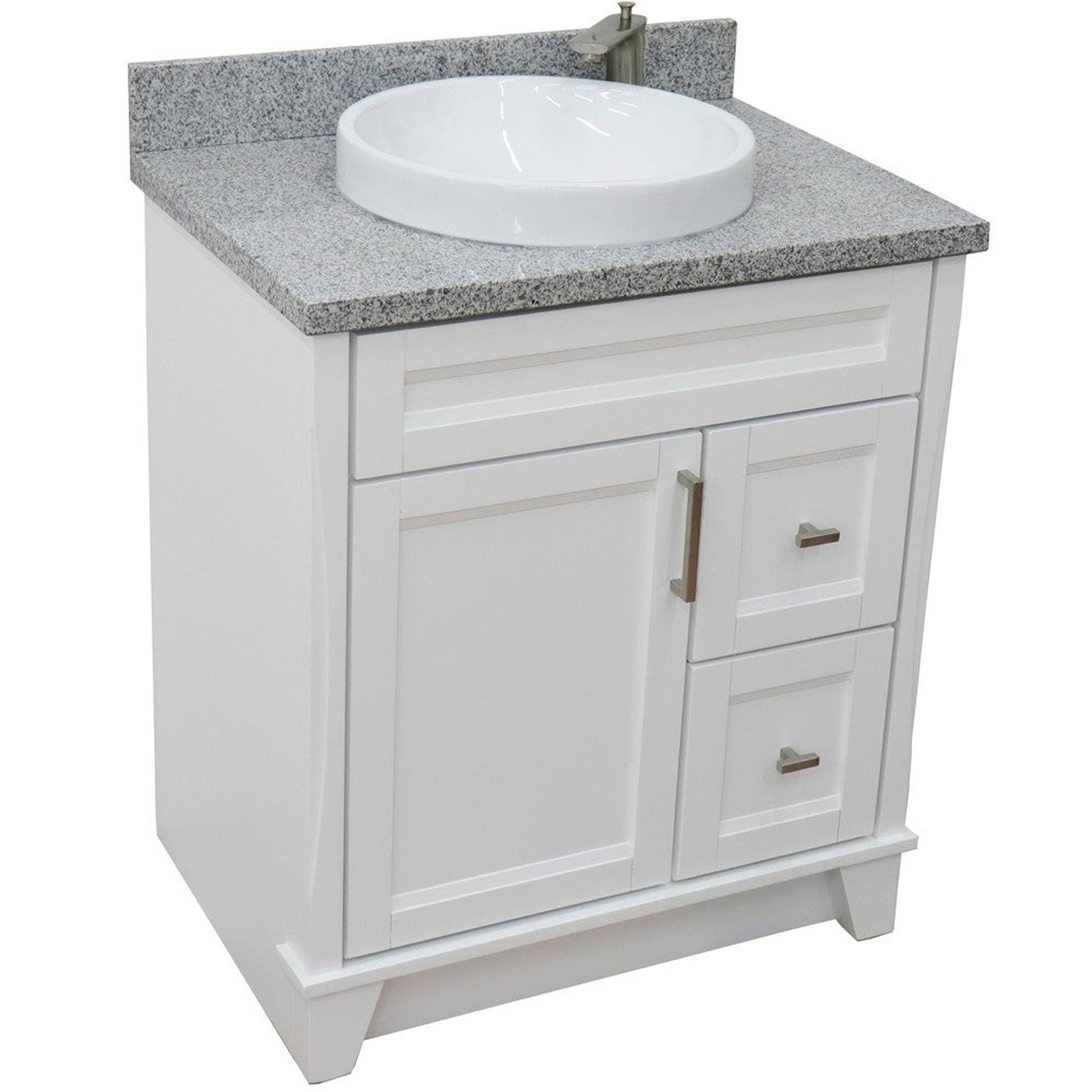 Bellaterra Home Terni 31" 1-Door 2-Drawer White Freestanding Vanity Set With Ceramic Vessel Sink and Gray Granite Top