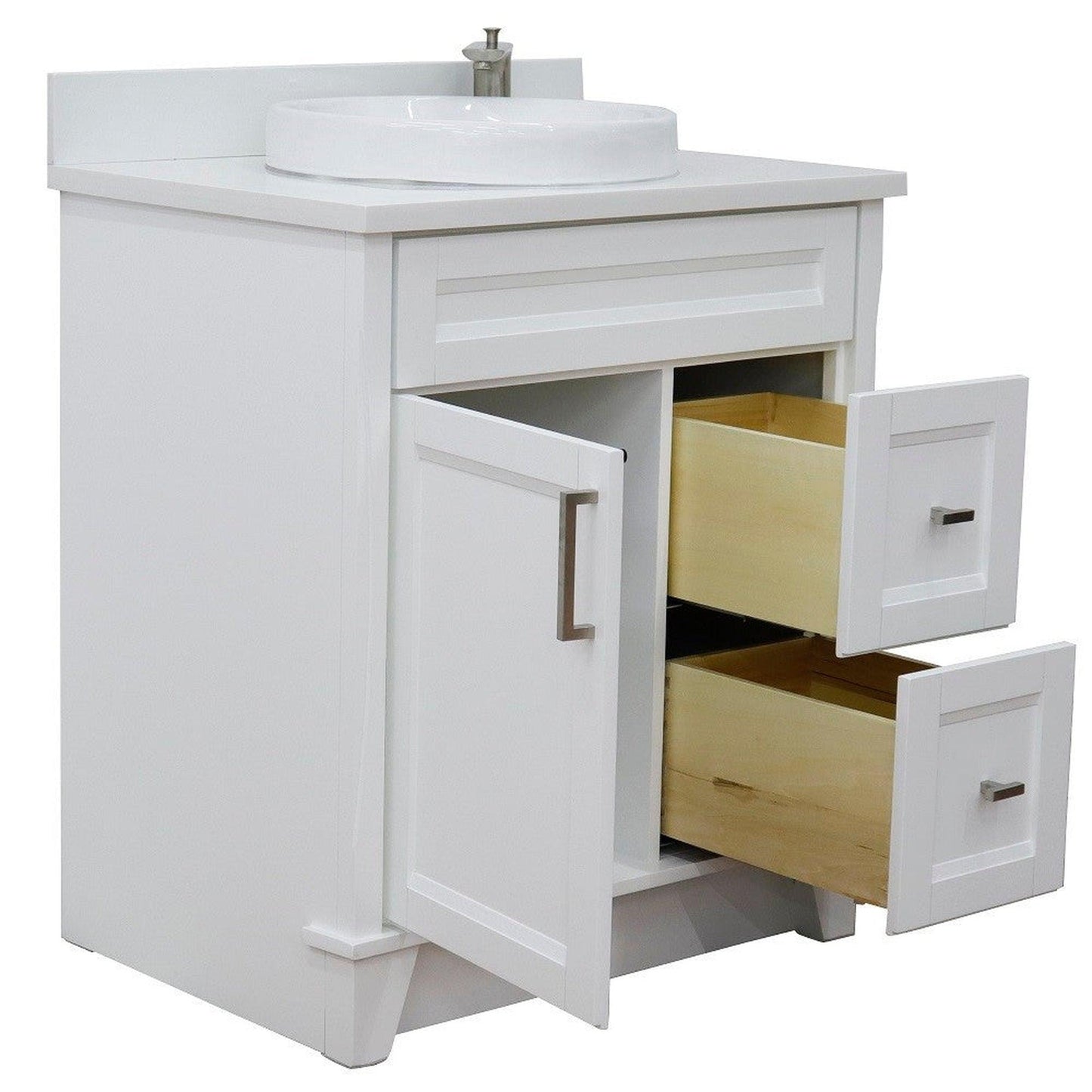 Bellaterra Home Terni 31" 1-Door 2-Drawer White Freestanding Vanity Set With Ceramic Vessel Sink and White Quartz Top