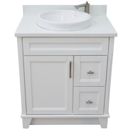 Bellaterra Home Terni 31" 1-Door 2-Drawer White Freestanding Vanity Set With Ceramic Vessel Sink and White Quartz Top