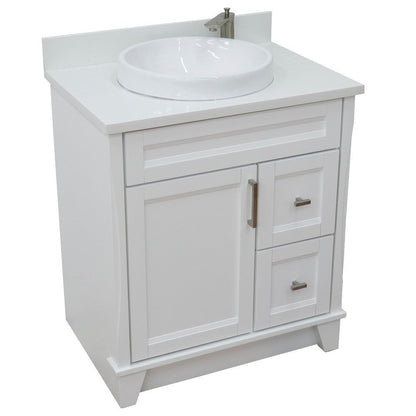 Bellaterra Home Terni 31" 1-Door 2-Drawer White Freestanding Vanity Set With Ceramic Vessel Sink and White Quartz Top