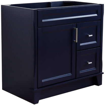 Bellaterra Home Terni 36" 1-Door 2-Drawer Blue Freestanding Vanity Base With Left Door