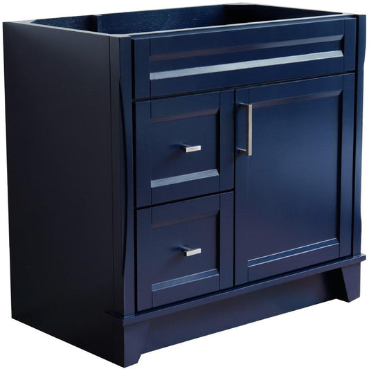 Bellaterra Home Terni 36" 1-Door 2-Drawer Blue Freestanding Vanity Base With Right Door