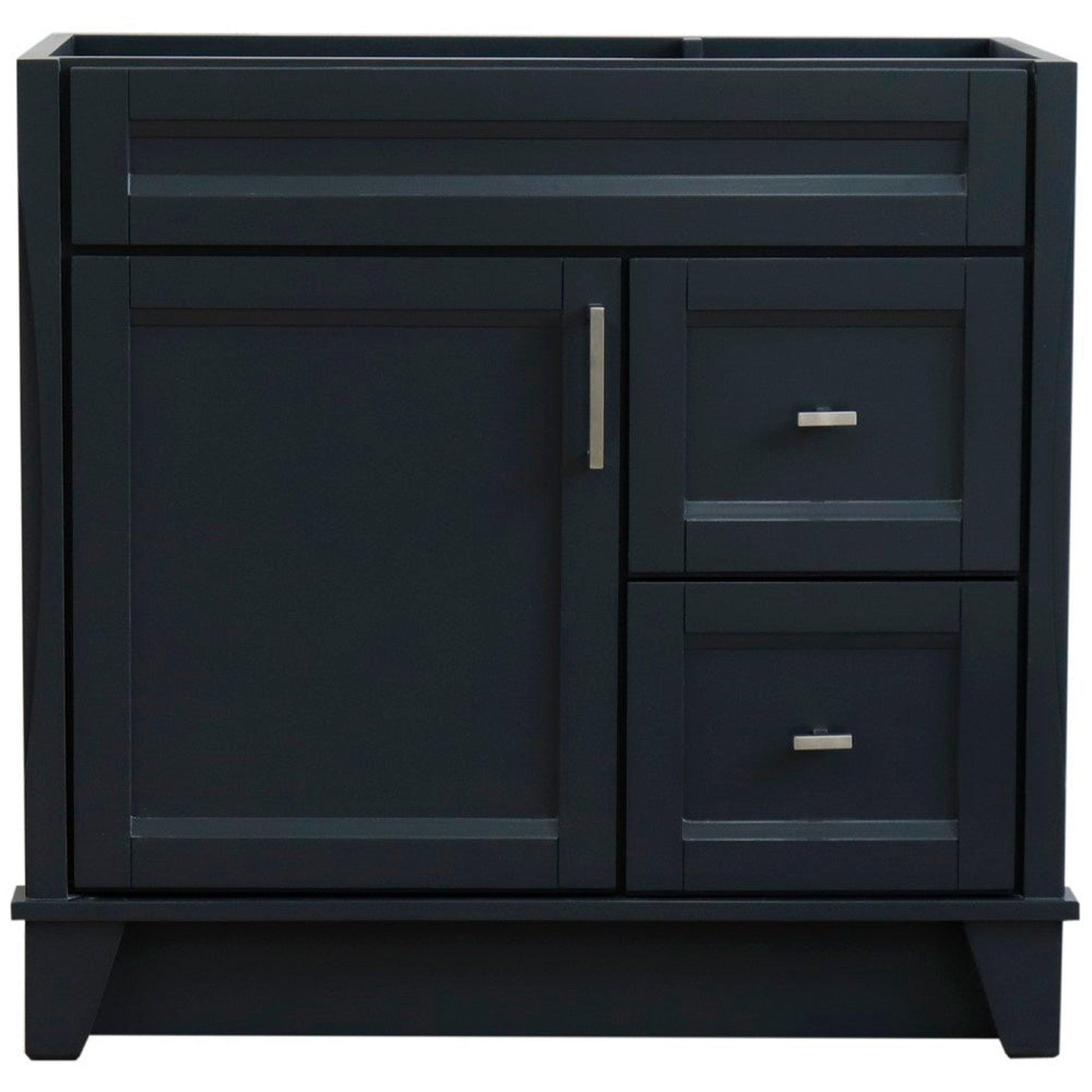 Bellaterra Home Terni 36" 1-Door 2-Drawer Dark Gray Freestanding Vanity Base With Left Door