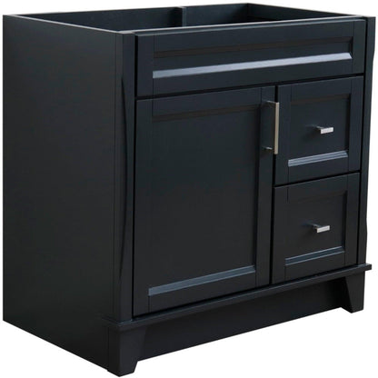 Bellaterra Home Terni 36" 1-Door 2-Drawer Dark Gray Freestanding Vanity Base With Left Door