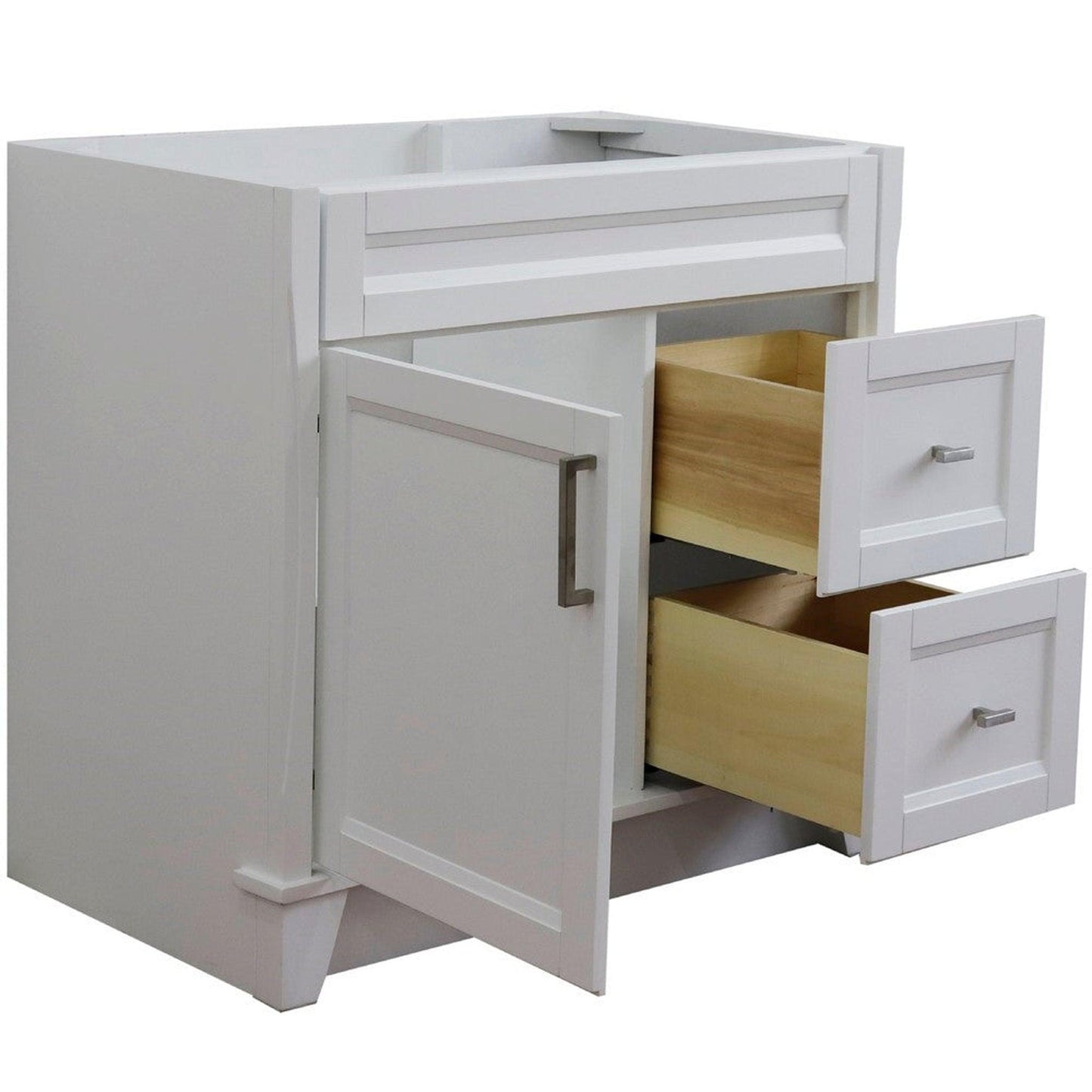 Bellaterra Home Terni 36" 1-Door 2-Drawer White Freestanding Vanity Base With Left Door