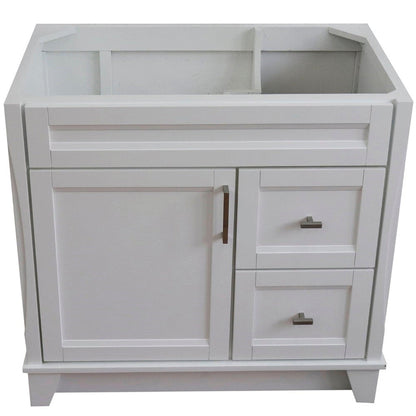 Bellaterra Home Terni 36" 1-Door 2-Drawer White Freestanding Vanity Base With Left Door