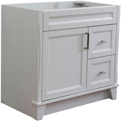 Bellaterra Home Terni 36" 1-Door 2-Drawer White Freestanding Vanity Base With Left Door