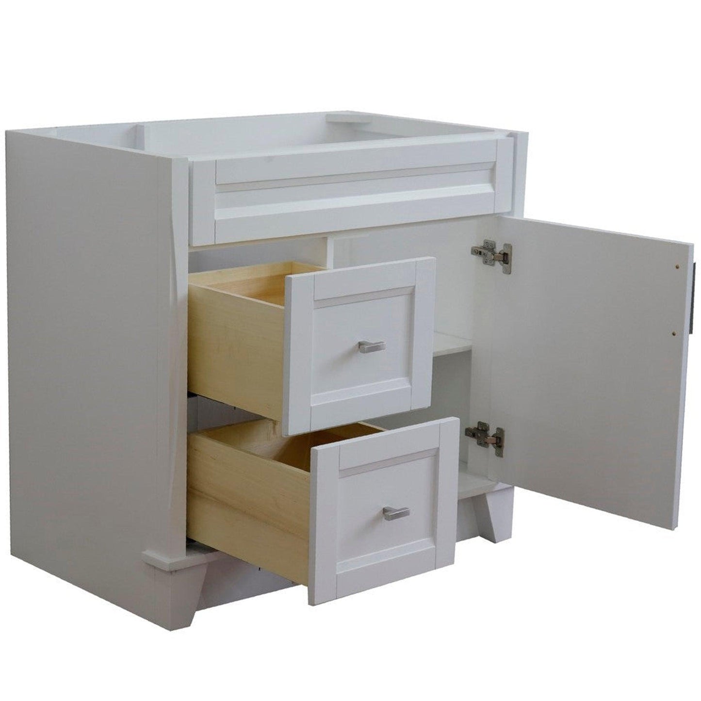 Bellaterra Home Terni 36" 1-Door 2-Drawer White Freestanding Vanity Base With Right Door