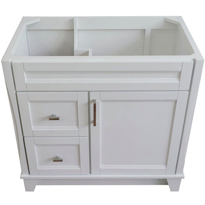 Bellaterra Home Terni 36" 1-Door 2-Drawer White Freestanding Vanity Base With Right Door