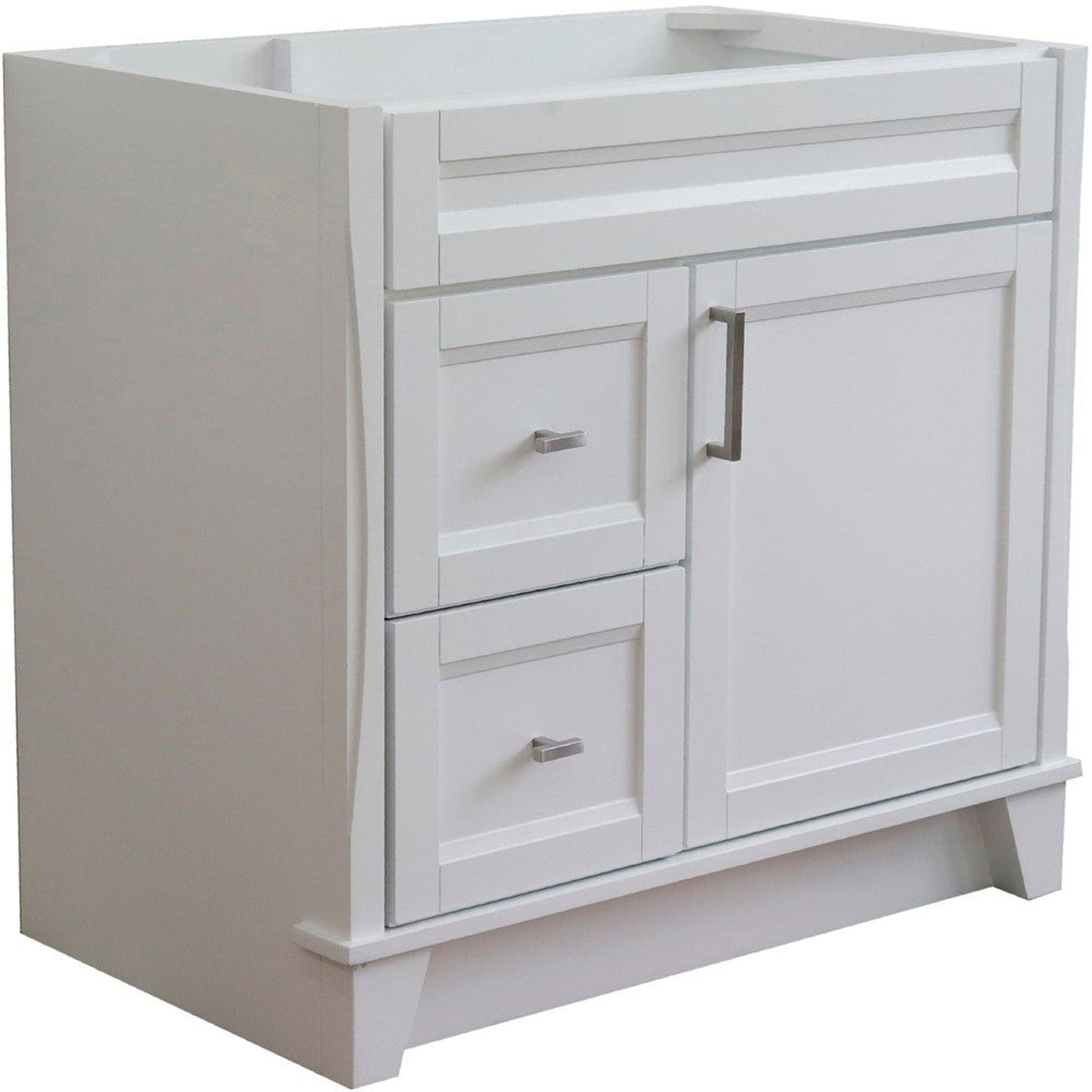 Bellaterra Home Terni 36" 1-Door 2-Drawer White Freestanding Vanity Base With Right Door