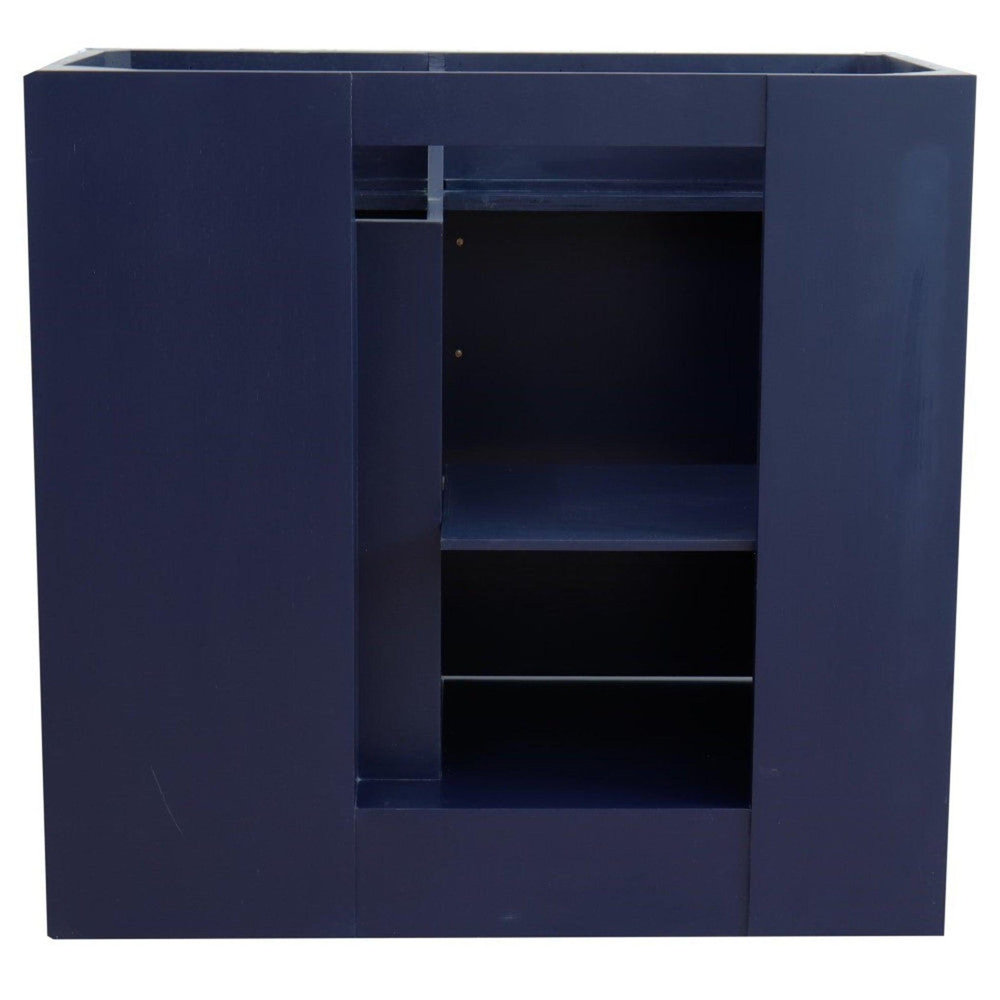 Bellaterra Home Terni 37" 1-Door 2-Drawer Blue Freestanding Vanity Set With Ceramic Center Undermount Rectangular Sink and Black Galaxy Granite Top, and Left Door Base