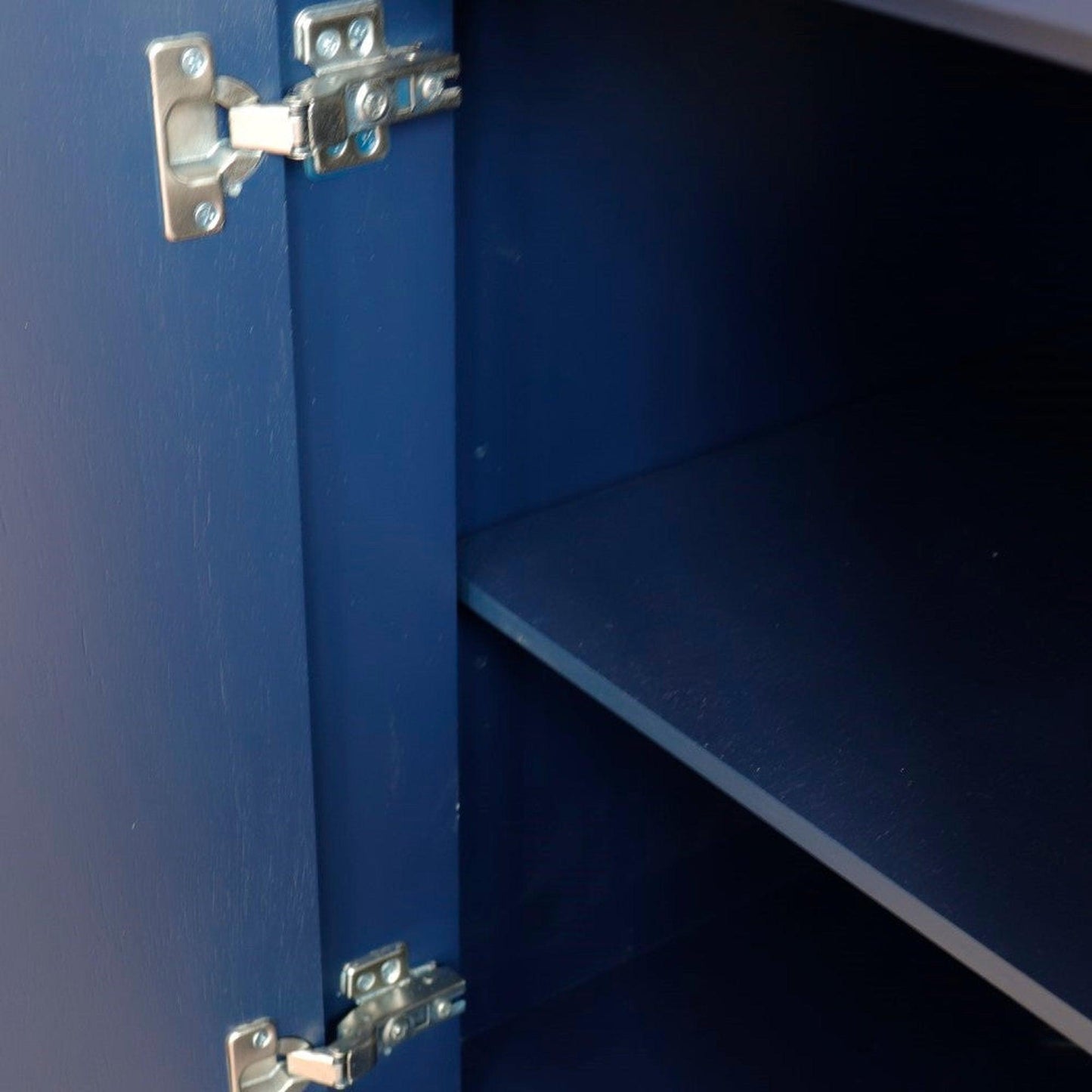 Bellaterra Home Terni 37" 1-Door 2-Drawer Blue Freestanding Vanity Set With Ceramic Left Offset Vessel Sink and White Quartz Top, and Left Door Base