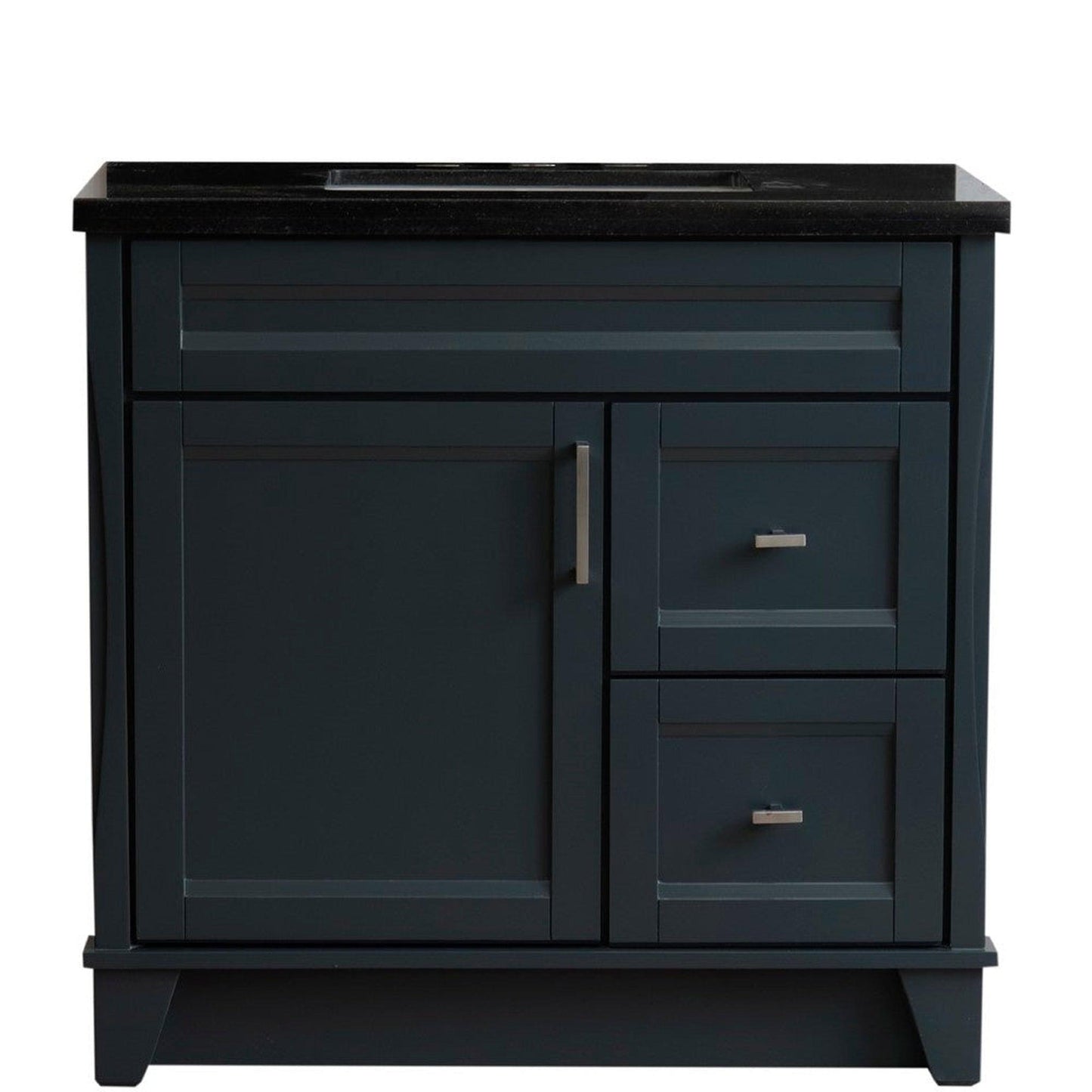 Bellaterra Home Terni 37" 1-Door 2-Drawer Dark Gray Freestanding Vanity Set With Ceramic Center Undermount Rectangular Sink and Black Galaxy Granite Top, and Left Door Base