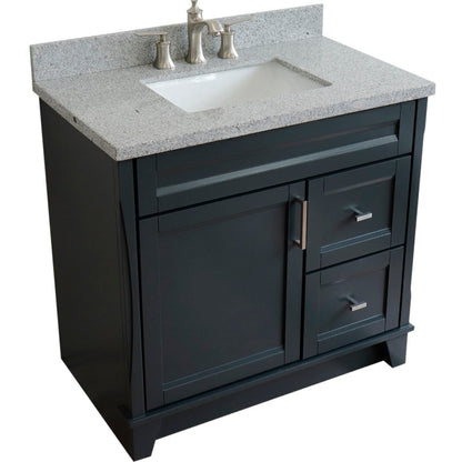 Bellaterra Home Terni 37" 1-Door 2-Drawer Dark Gray Freestanding Vanity Set With Ceramic Center Undermount Rectangular Sink and Gray Granite Top, and Left Door Base