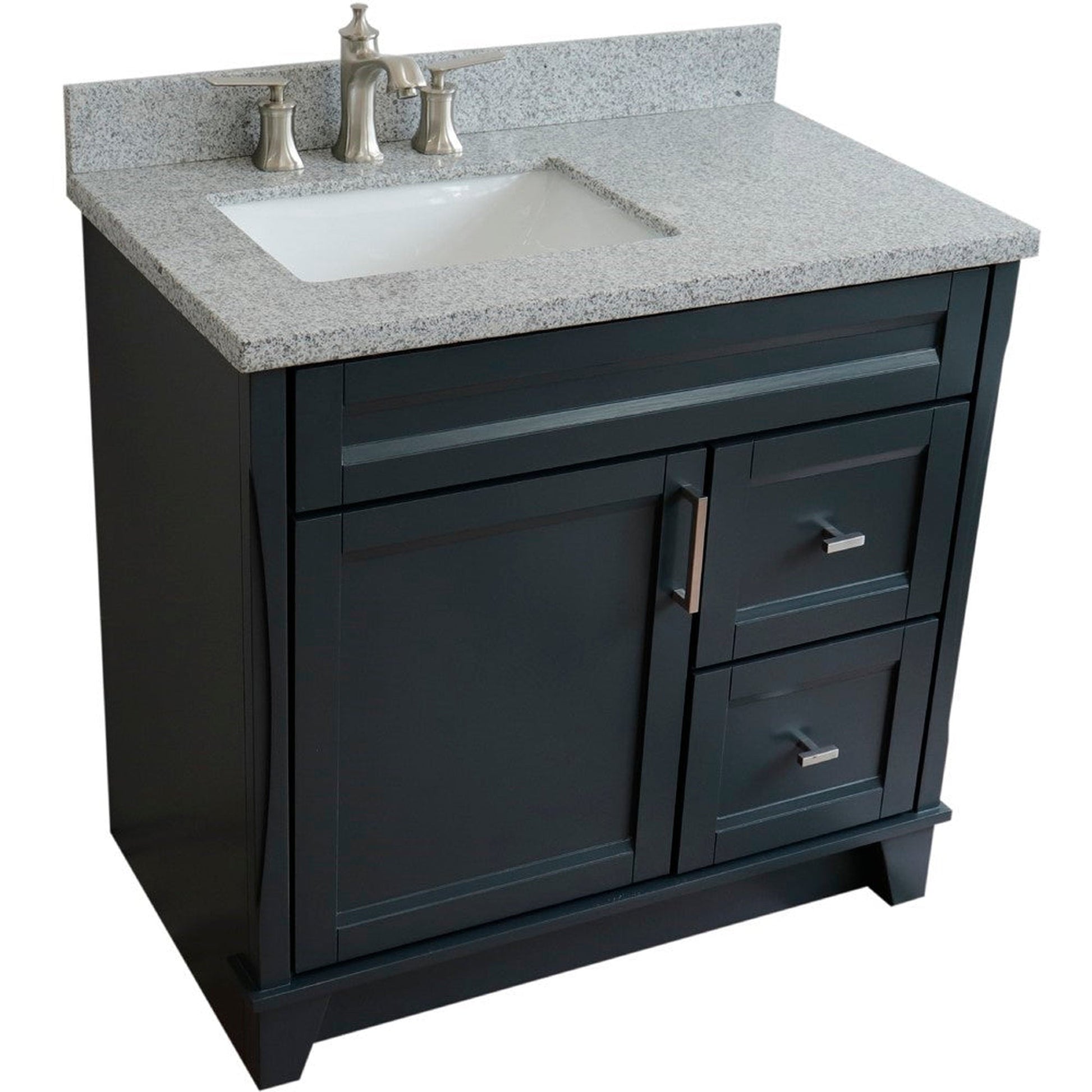 Bellaterra Home Terni 37" 1-Door 2-Drawer Dark Gray Freestanding Vanity Set With Ceramic Left Offset Undermount Rectangular Sink and Gray Granite Top, and Left Door Base