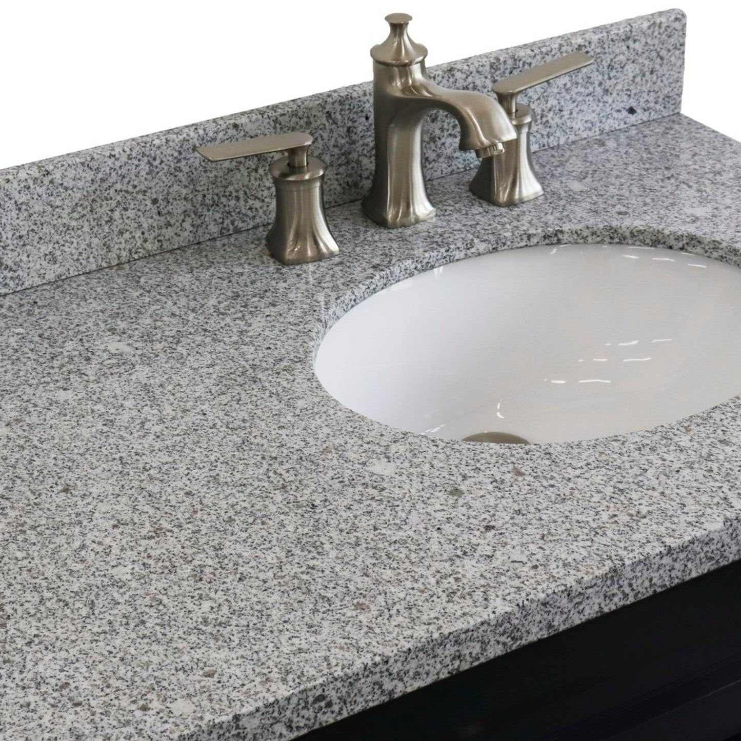 Bellaterra Home Terni 37" 1-Door 2-Drawer Dark Gray Freestanding Vanity Set With Ceramic Right Offset Undermount Oval Sink and Gray Granite Top, and Right Door Base