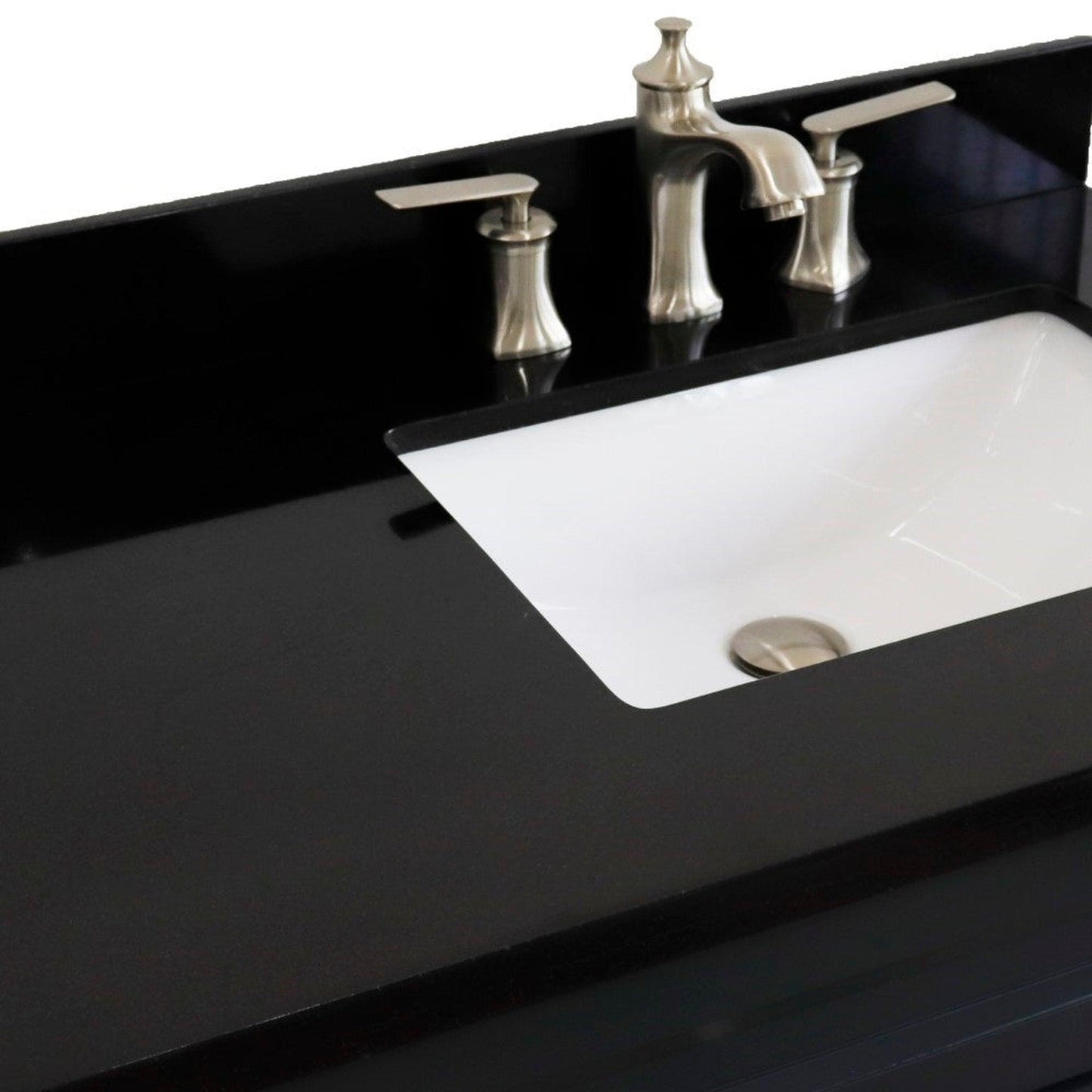 Bellaterra Home Terni 37" 1-Door 2-Drawer Dark Gray Freestanding Vanity Set With Ceramic Right Offset Undermount Rectangular Sink and Black Galaxy Granite Top, and Right Door Base